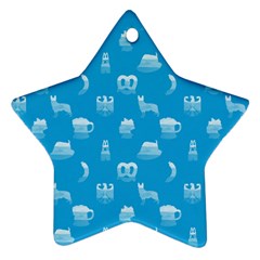 Oktoberfest Bavarian October Beer Festival Motifs In Bavarian Blue Ornament (star) by PodArtist