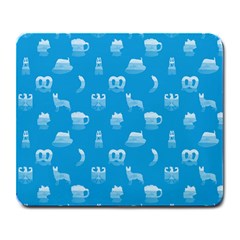 Oktoberfest Bavarian October Beer Festival Motifs In Bavarian Blue Large Mousepads by PodArtist