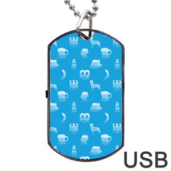 Oktoberfest Bavarian October Beer Festival Motifs In Bavarian Blue Dog Tag Usb Flash (one Side) by PodArtist