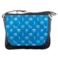 Oktoberfest Bavarian October Beer Festival Motifs In Bavarian Blue Messenger Bag by PodArtist