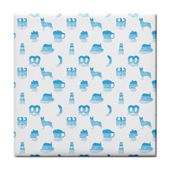 Oktoberfest Bavarian October Beer Festival Motifs In Bavarian Blue Tile Coasters