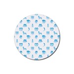 Oktoberfest Bavarian October Beer Festival Motifs in Bavarian Blue Rubber Round Coaster (4 pack)  Front