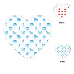 Oktoberfest Bavarian October Beer Festival Motifs In Bavarian Blue Playing Cards (heart) by PodArtist