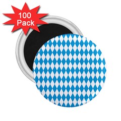 Oktoberfest Bavarian Blue And White Large Diagonal Diamond Pattern 2 25  Magnets (100 Pack)  by PodArtist