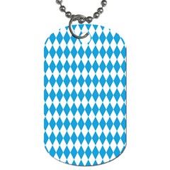 Oktoberfest Bavarian Blue And White Large Diagonal Diamond Pattern Dog Tag (two Sides) by PodArtist