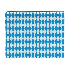 Oktoberfest Bavarian Blue And White Large Diagonal Diamond Pattern Cosmetic Bag (xl) by PodArtist