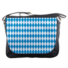 Oktoberfest Bavarian Blue And White Large Diagonal Diamond Pattern Messenger Bag by PodArtist