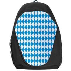 Oktoberfest Bavarian Blue And White Large Diagonal Diamond Pattern Backpack Bag by PodArtist