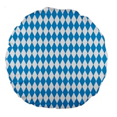 Oktoberfest Bavarian Blue And White Large Diagonal Diamond Pattern Large 18  Premium Round Cushions by PodArtist