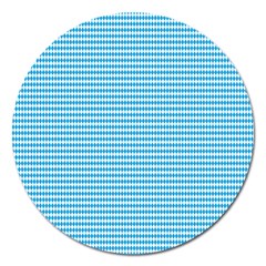 Oktoberfest Bavarian Blue And White Small Diagonal Diamond Pattern Magnet 5  (round) by PodArtist