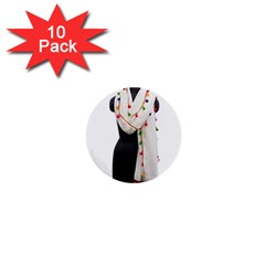 Indiahandycrfats Women Fashion White Dupatta With Multicolour Pompom All Four Sides For Girls/women 1  Mini Buttons (10 Pack)  by Indianhandycrafts