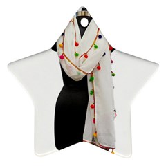 Indiahandycrfats women Fashion White Dupatta with Multicolour Pompom all four sides for Girls/women Star Ornament (Two Sides)