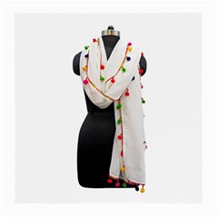 Indiahandycrfats Women Fashion White Dupatta With Multicolour Pompom All Four Sides For Girls/women Medium Glasses Cloth (2-side)