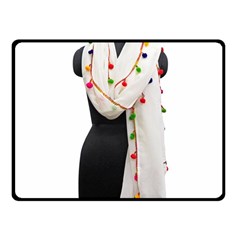 Indiahandycrfats Women Fashion White Dupatta With Multicolour Pompom All Four Sides For Girls/women Fleece Blanket (small) by Indianhandycrafts