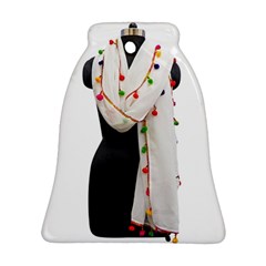 Indiahandycrfats women Fashion White Dupatta with Multicolour Pompom all four sides for Girls/women Bell Ornament (Two Sides)