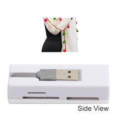 Indiahandycrfats women Fashion White Dupatta with Multicolour Pompom all four sides for Girls/women Memory Card Reader (Stick)