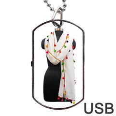 Indiahandycrfats Women Fashion White Dupatta With Multicolour Pompom All Four Sides For Girls/women Dog Tag Usb Flash (one Side) by Indianhandycrafts