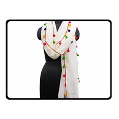 Indiahandycrfats Women Fashion White Dupatta With Multicolour Pompom All Four Sides For Girls/women Double Sided Fleece Blanket (small) 