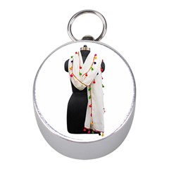 Indiahandycrfats Women Fashion White Dupatta With Multicolour Pompom All Four Sides For Girls/women Mini Silver Compasses by Indianhandycrafts