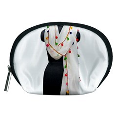 Indiahandycrfats women Fashion White Dupatta with Multicolour Pompom all four sides for Girls/women Accessory Pouch (Medium)