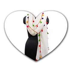 Indiahandycrfats Women Fashion White Dupatta With Multicolour Pompom All Four Sides For Girls/women Heart Mousepads by Indianhandycrafts