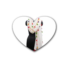 Indiahandycrfats Women Fashion White Dupatta With Multicolour Pompom All Four Sides For Girls/women Rubber Coaster (heart)  by Indianhandycrafts