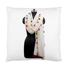 Indiahandycrfats Women Fashion White Dupatta With Multicolour Pompom All Four Sides For Girls/women Standard Cushion Case (one Side) by Indianhandycrafts