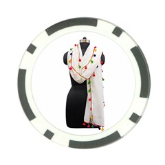 Indiahandycrfats Women Fashion White Dupatta With Multicolour Pompom All Four Sides For Girls/women Poker Chip Card Guard (10 Pack) by Indianhandycrafts