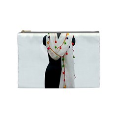 Indiahandycrfats Women Fashion White Dupatta With Multicolour Pompom All Four Sides For Girls/women Cosmetic Bag (medium)