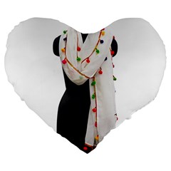 Indiahandycrfats Women Fashion White Dupatta With Multicolour Pompom All Four Sides For Girls/women Large 19  Premium Flano Heart Shape Cushions by Indianhandycrafts