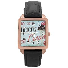 Delicious Ice Cream Rose Gold Leather Watch 