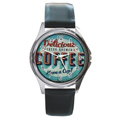 Delicious Coffee Round Metal Watch