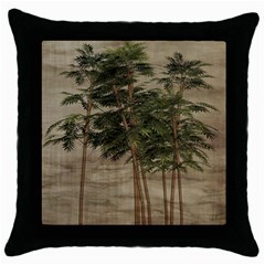 Vintage Bamboo Trees Throw Pillow Case (black)