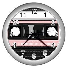 Pink Compact Cassette Wall Clock (silver) by snowwhitegirl