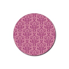 Victorian Pink Ornamental Rubber Round Coaster (4 Pack) 