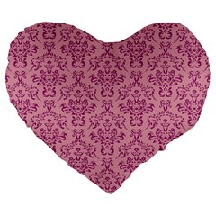 Victorian Pink Ornamental Large 19  Premium Flano Heart Shape Cushions by snowwhitegirl