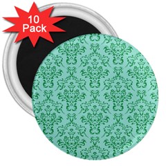 Victorian Teal Ornamental 3  Magnets (10 Pack) 