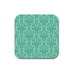 Victorian Teal Ornamental Rubber Square Coaster (4 Pack) 