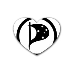 Logo Of Pirate Party Australia Rubber Coaster (heart)  by abbeyz71