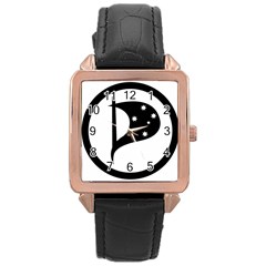 Logo Of Pirate Party Australia Rose Gold Leather Watch  by abbeyz71