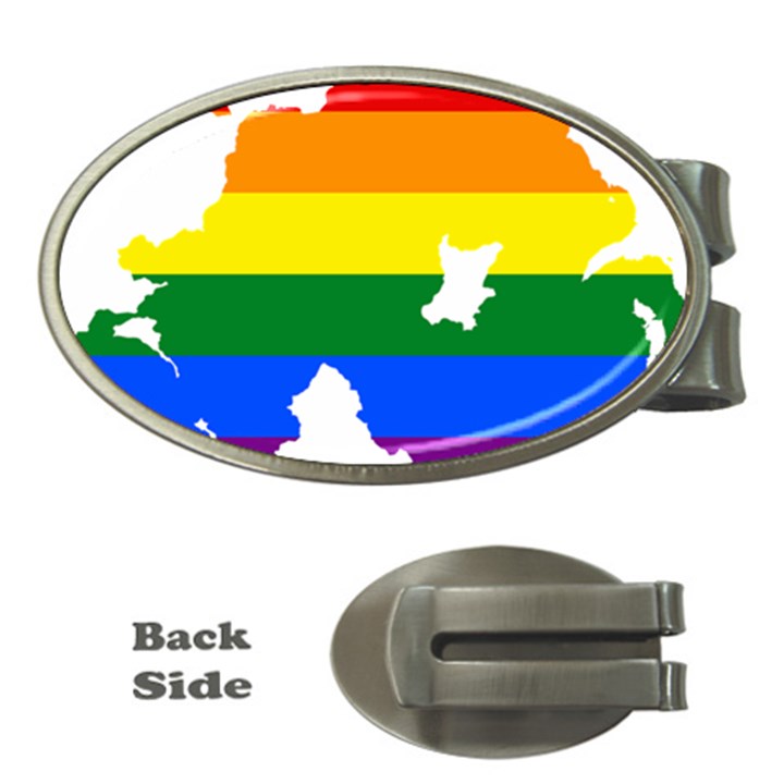 LGBT Flag Map of Northern Ireland Money Clips (Oval) 