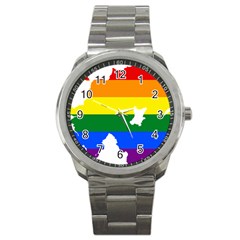 Lgbt Flag Map Of Northern Ireland Sport Metal Watch by abbeyz71