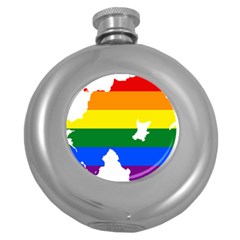 Lgbt Flag Map Of Northern Ireland Round Hip Flask (5 Oz) by abbeyz71