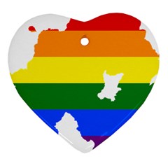 Lgbt Flag Map Of Northern Ireland Heart Ornament (two Sides) by abbeyz71