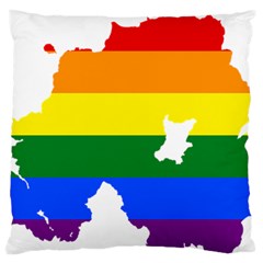 Lgbt Flag Map Of Northern Ireland Large Flano Cushion Case (two Sides) by abbeyz71