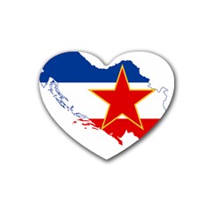 Flag Map Of Socialist Federal Republic Of Yugoslavia Rubber Coaster (heart)  by abbeyz71