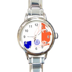 Flag Map Of New York City Round Italian Charm Watch by abbeyz71