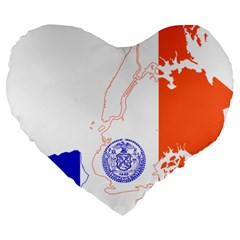 Flag Map Of New York City Large 19  Premium Heart Shape Cushions by abbeyz71