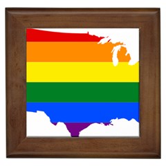 Usa Lgbt Flag Map Framed Tiles by abbeyz71