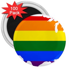 Usa Lgbt Flag Map 3  Magnets (100 Pack) by abbeyz71